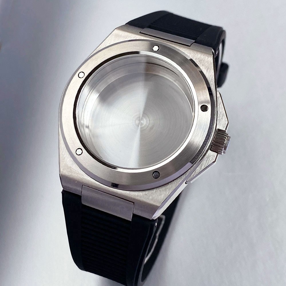 Two Tone Gold 40mm Sapphire 200M Dive Watch Case Fit NH35 PT5000 Glass Back