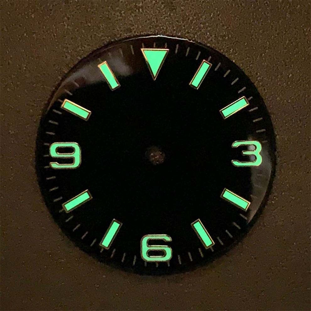 28.5mm Enamel Watch Dial Green Luminous for Nh35 Nh36 Movement Watch Accessories