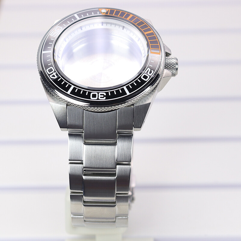 Silver Seiko Samurai Watch Case 904 strap Sapphire For NH35 Movement 28.5mm Dial