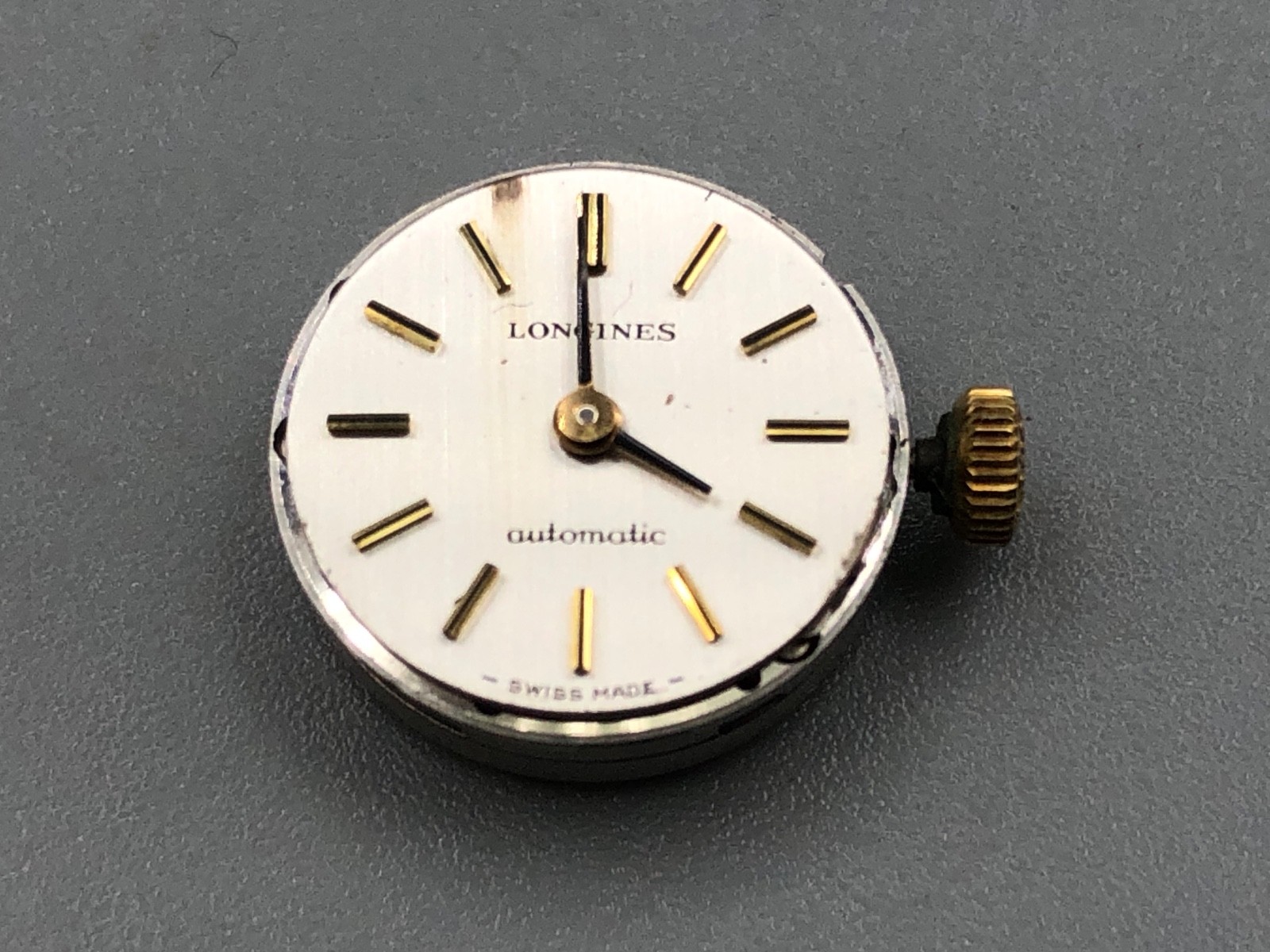 VINTAGE LONGINES 470 AUTOMATIC WORKING WATCH MOVEMENT W/CROWN CRYSTAL DIAL HANDS