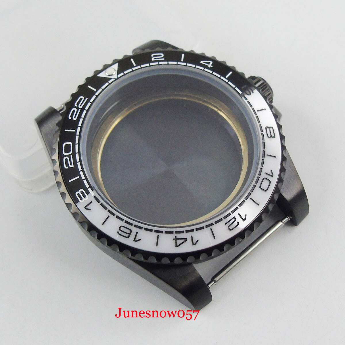 Fit NH35A/NH36A 40mm Black PVD Plated Watch Case Flat Sapphire Ceramic Insert