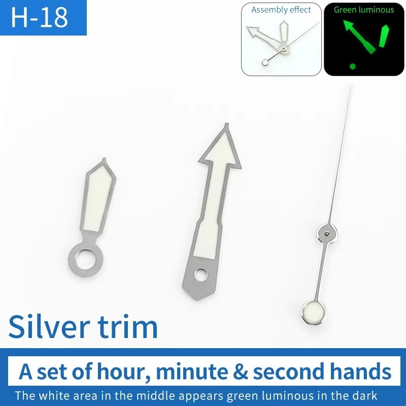 Silver Trim Arrow Vintage Green Lume Watch Hands for Skx007/009 NH35 7009 6309