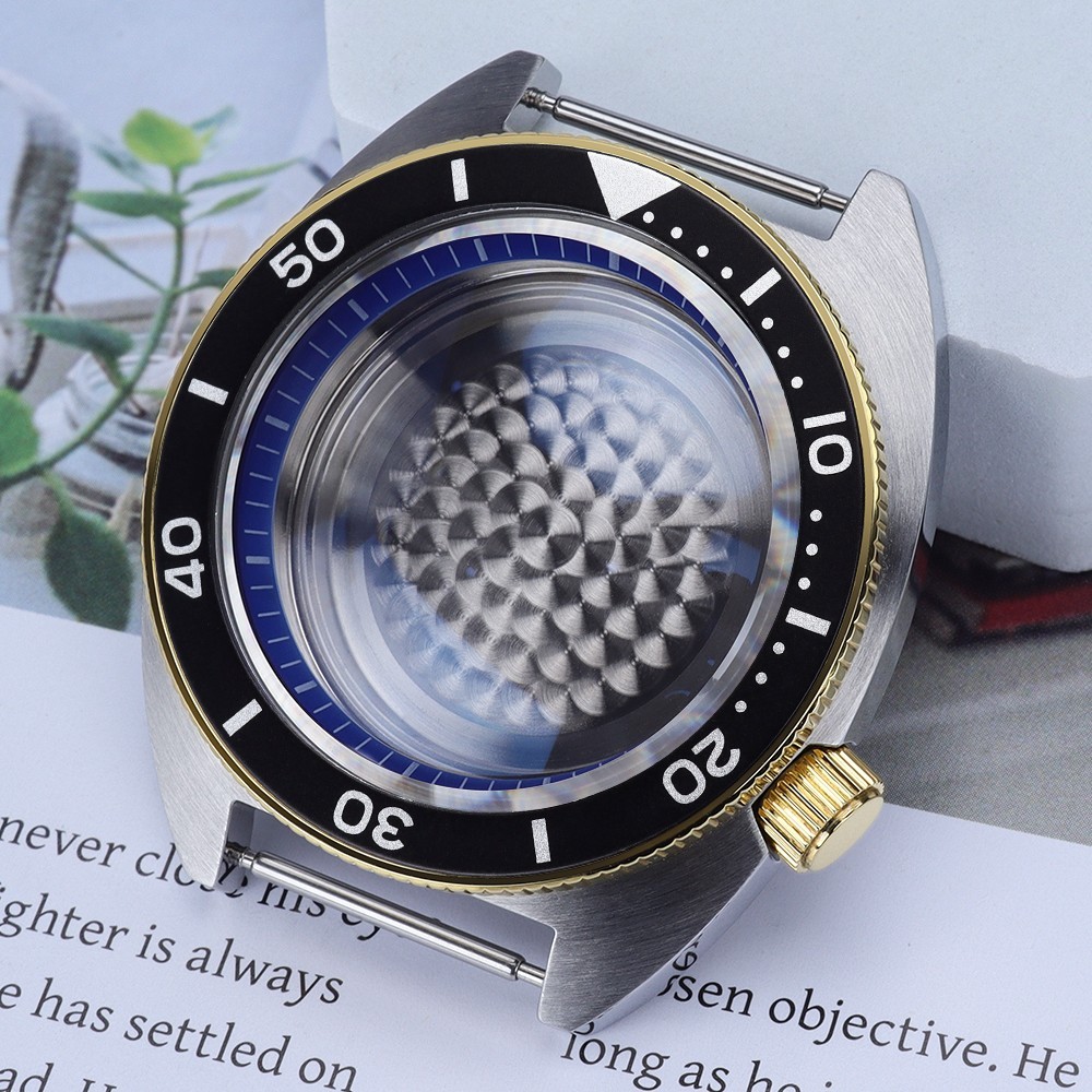 Golden Coin Edge Bezel Diver Watch Cases 41mm Modify turtle For Seiko NH35 NH38