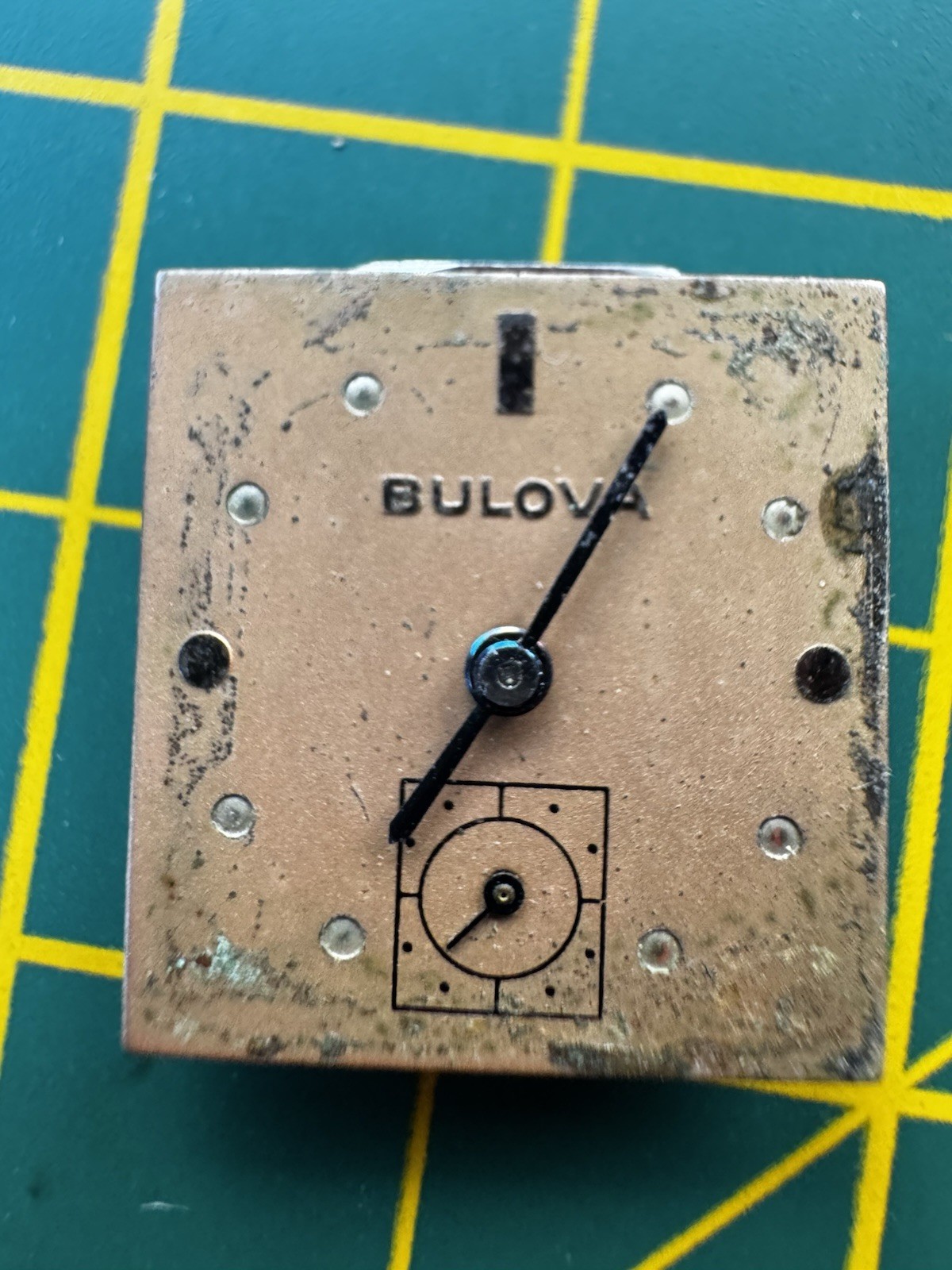 Bulova 8AH 17 Jewels Movement and Dial. Non Running. For Parts or Repair.