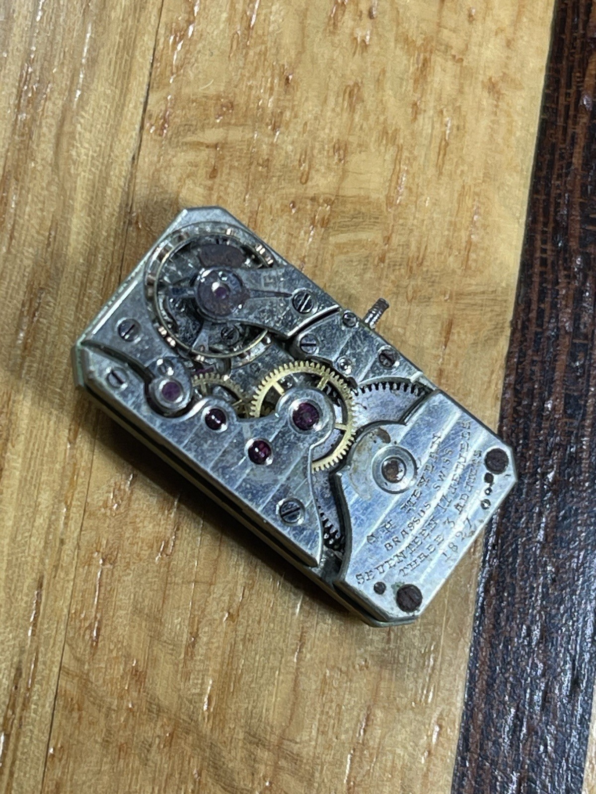 C.H. Meylan Brassus Swiss Watch Movement #1827 Rectangle Tank 17 jewels 3 Adj