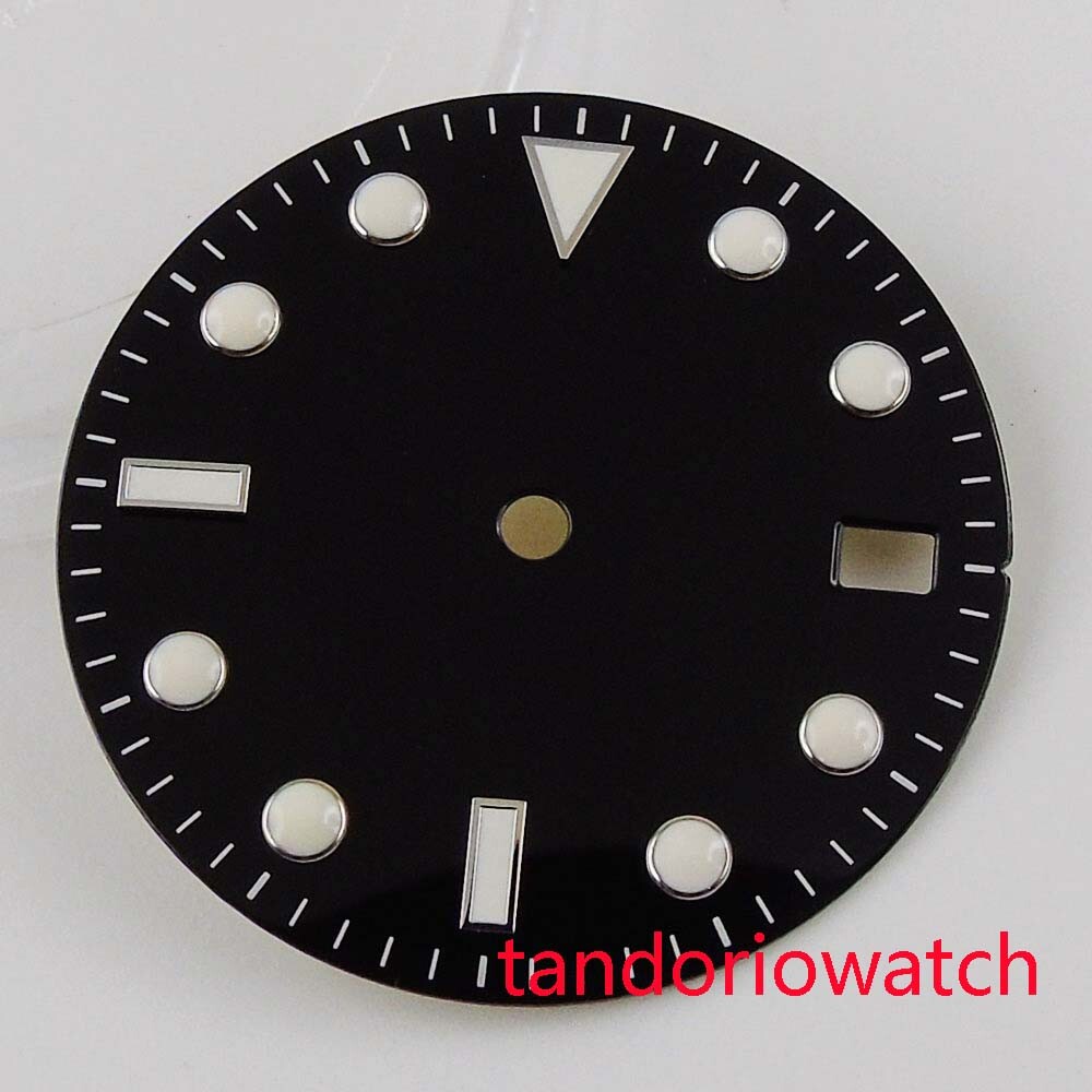 28.5mm balck/blue/grey watch dial with date window fit NH35 automatic movement