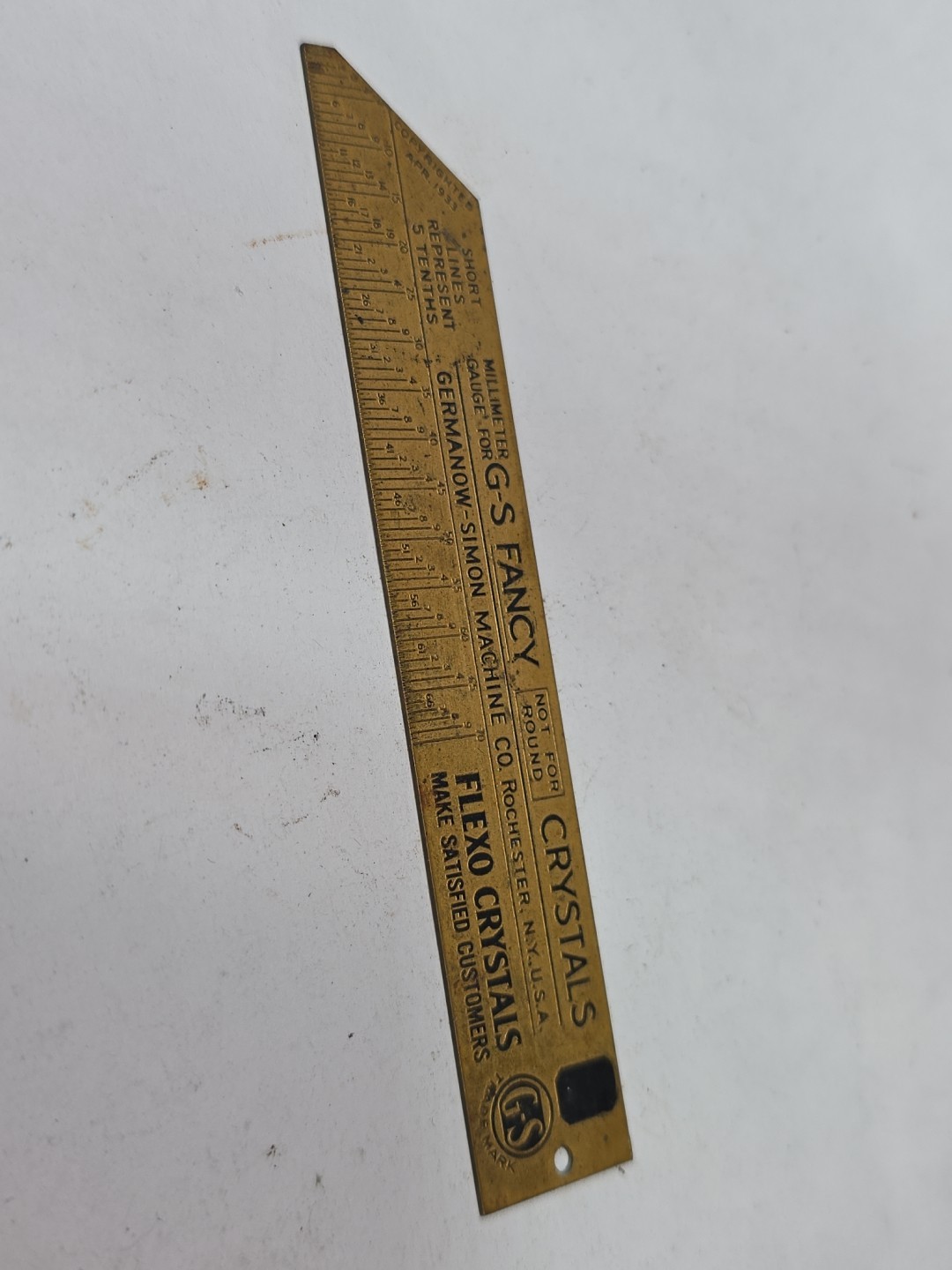 Vintage GERMANOW-SIMON WATCH MAKERS GAUGE FOR G-S FLEXO Not For Round CRYSTALS