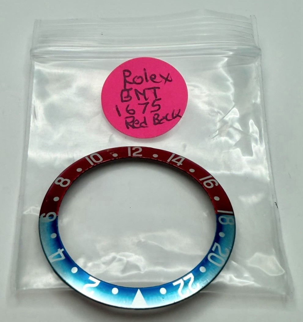Rolex Genuine Vintage GMT 1675 Bezel Insert Red Back Turning Fuchsia/ Pinkish