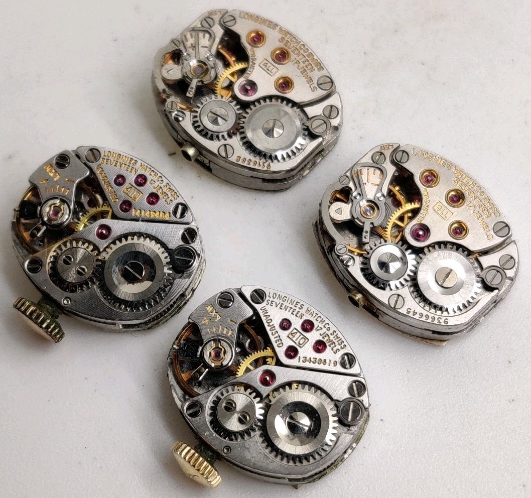 Lot Of 4 Longines Cal. 410 4LL movements Run For Repair