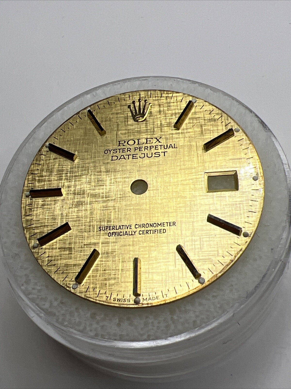 Authentic 28mm Rolex Datejust Champagne Linen Dial Yellow Indices 16013 16233