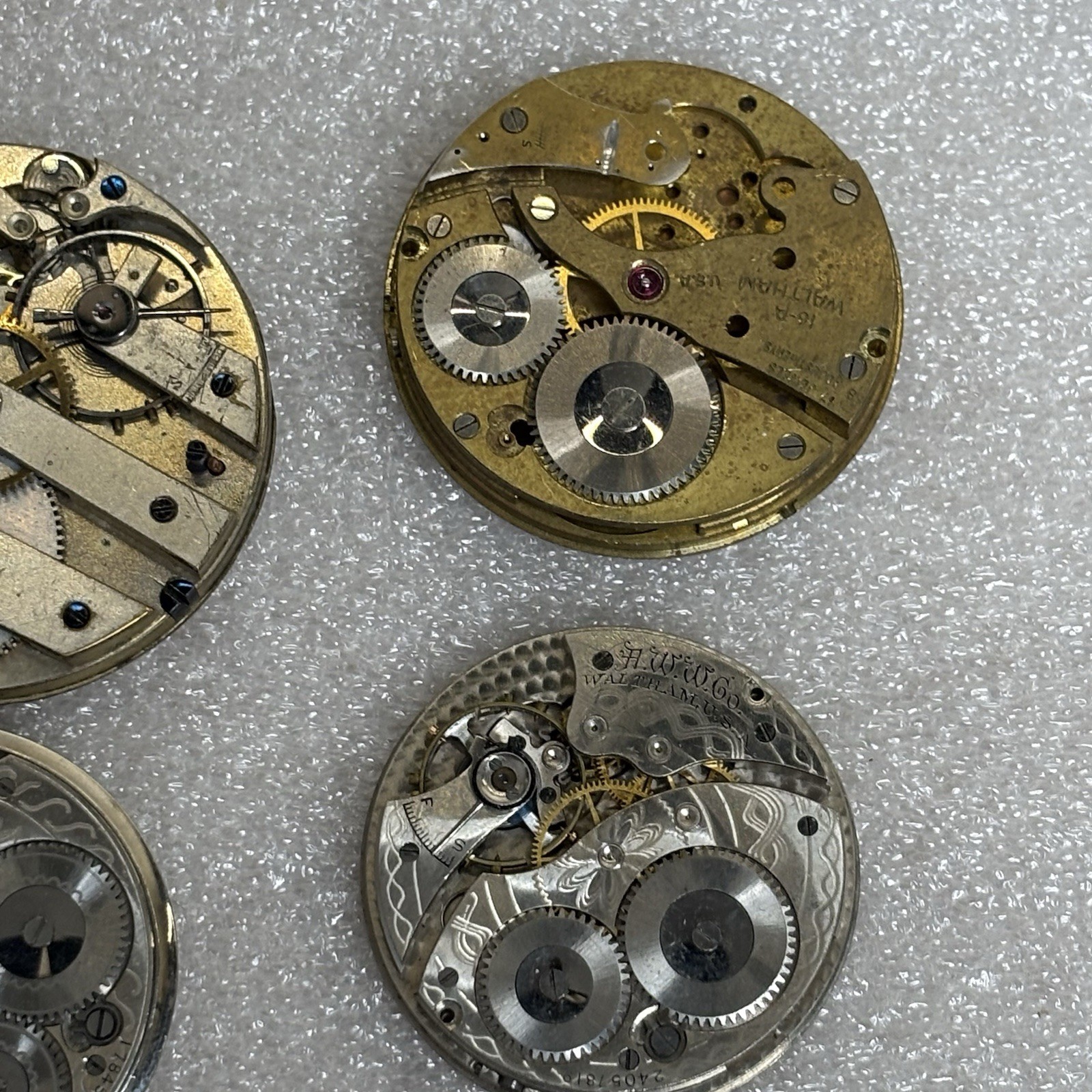 Vintage Pocket Watch Estate Repair Parts Bulk Lot Movement Dial Waltham Hamlet
