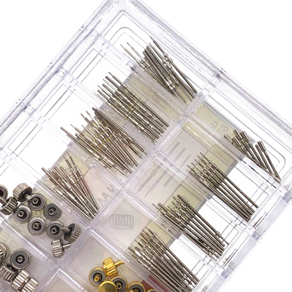 170 Pcs Watch Tube Watches Crown and Stem Kit Watchmaker Repair Tool Set Boxed