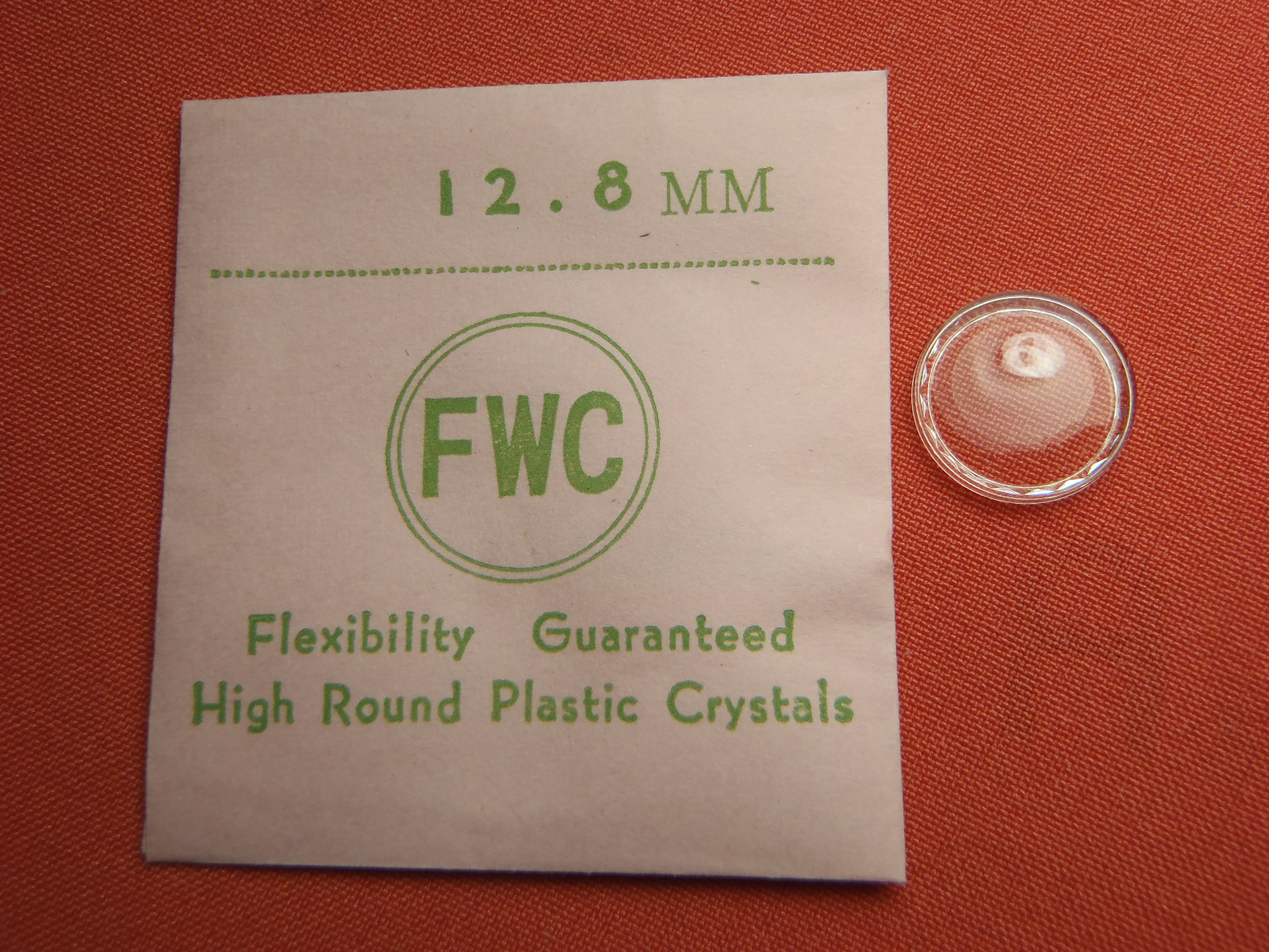 FWC HIGH ROUND Diamond Edge PLASTIC WATCH CRYSTAL 12.8 MM NOS