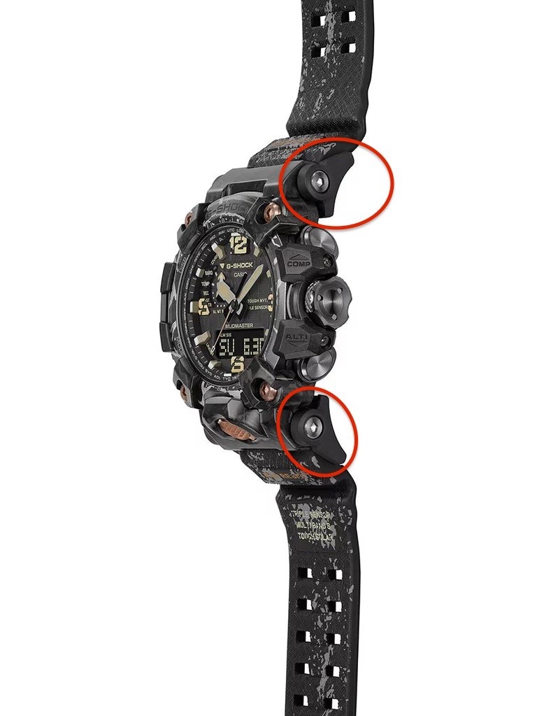G-Shock Mudmaster GWG-2000 GWG-2000CR GWG-2040FR black resin band end pieces X 2