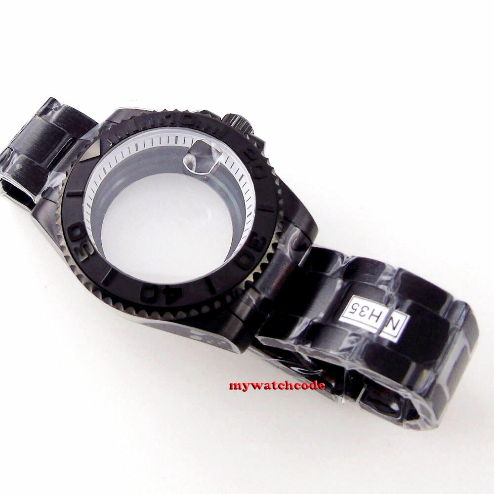 40mm Ceramic Bezel Sapphire Glass Chapter Ring Watch Case Fit for NH35 NH36 2824