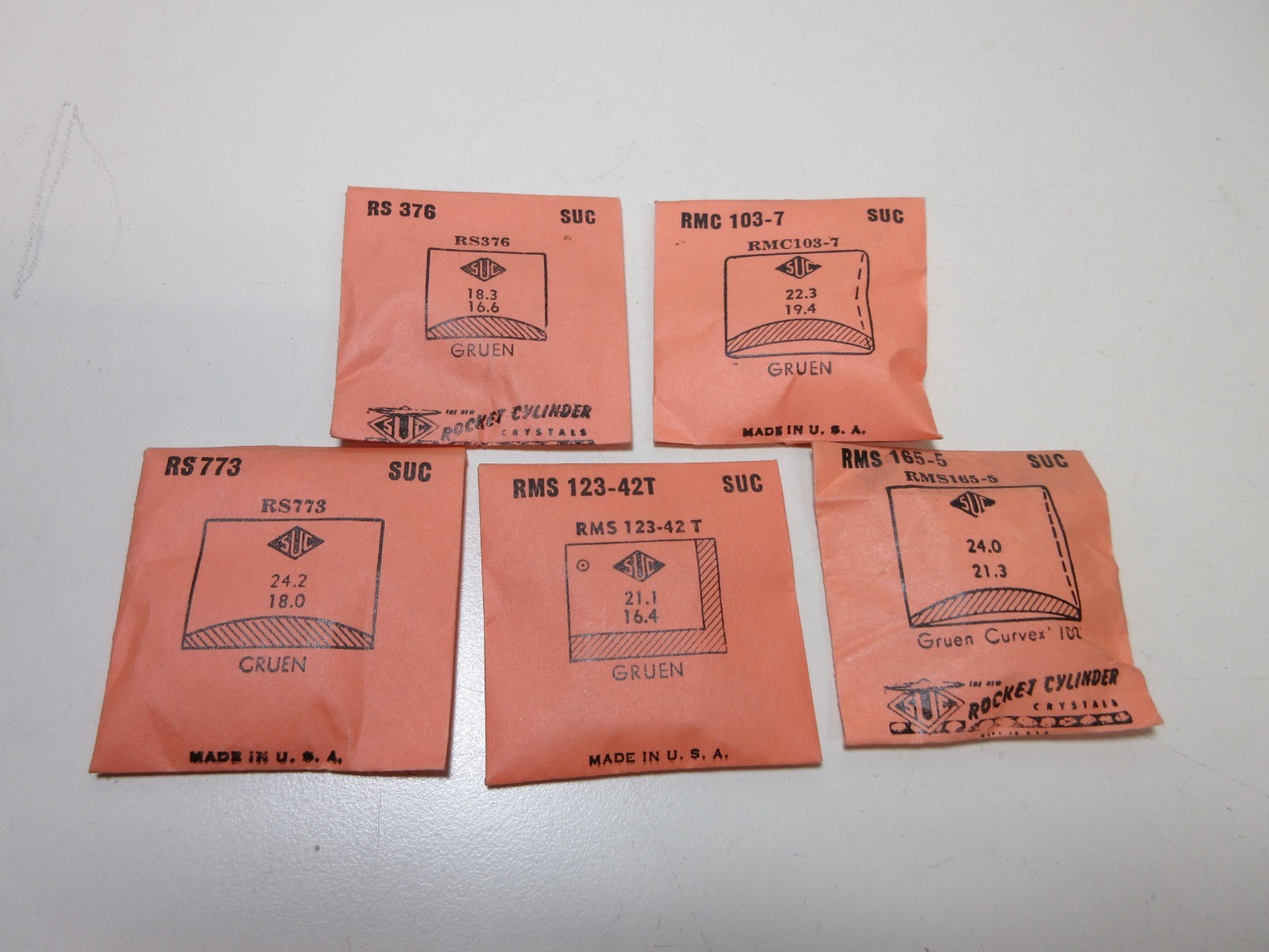 LOT OF SUC FOR GRUEN MENS WATCH CRYSTALS WATCHMAKER REPLACEMENT PARTS #24