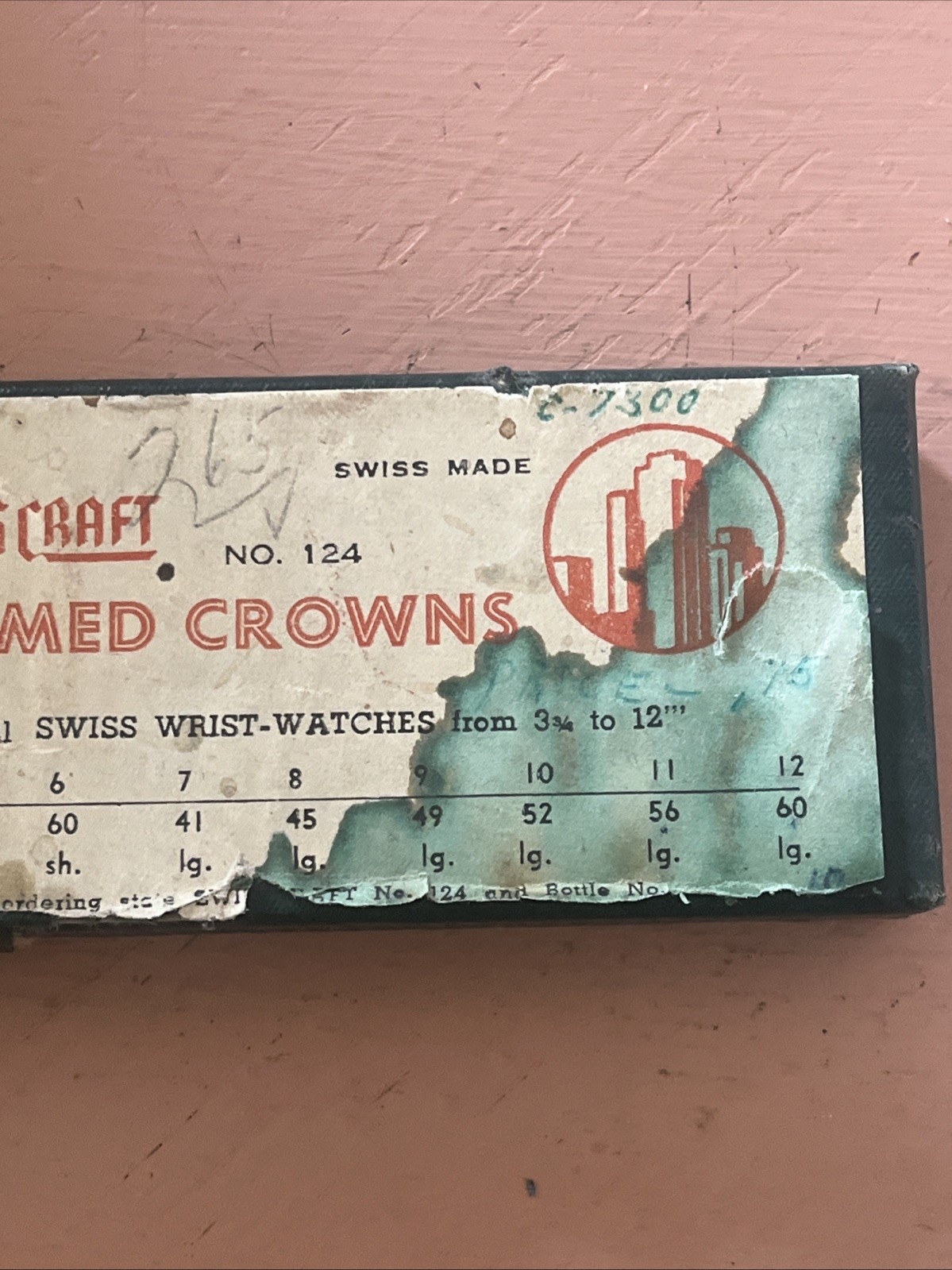 Vintage Swiss Craft Chromed Crowns #124 72-piece watch part assortment box