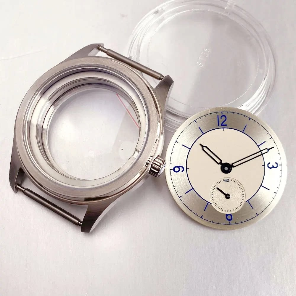 38mm Stainless Watch Case Sapphire crystal for ST1701 Movement 32mm Dial Parts