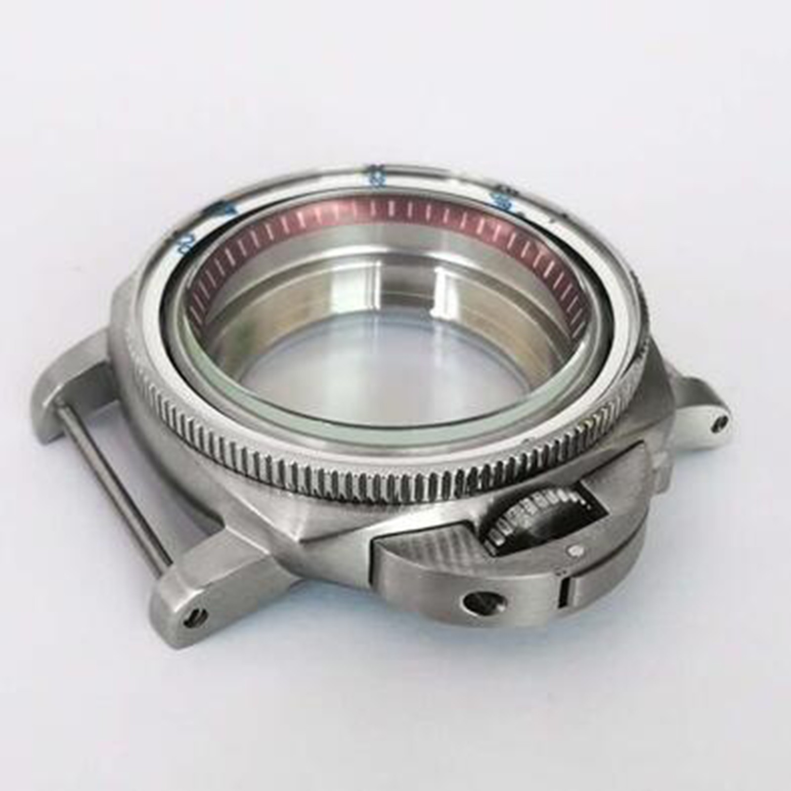 42MM 316L Stainless Watch Case Bezel Red Inner Ring for NH35/NH36/4R/7S Movement