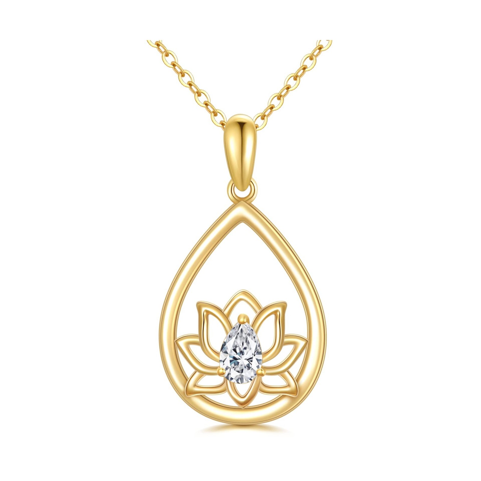 SISGEM 14k Gold Lotus Flower Necklaces for Women, 14 Karat Gold Jewelry Prese…