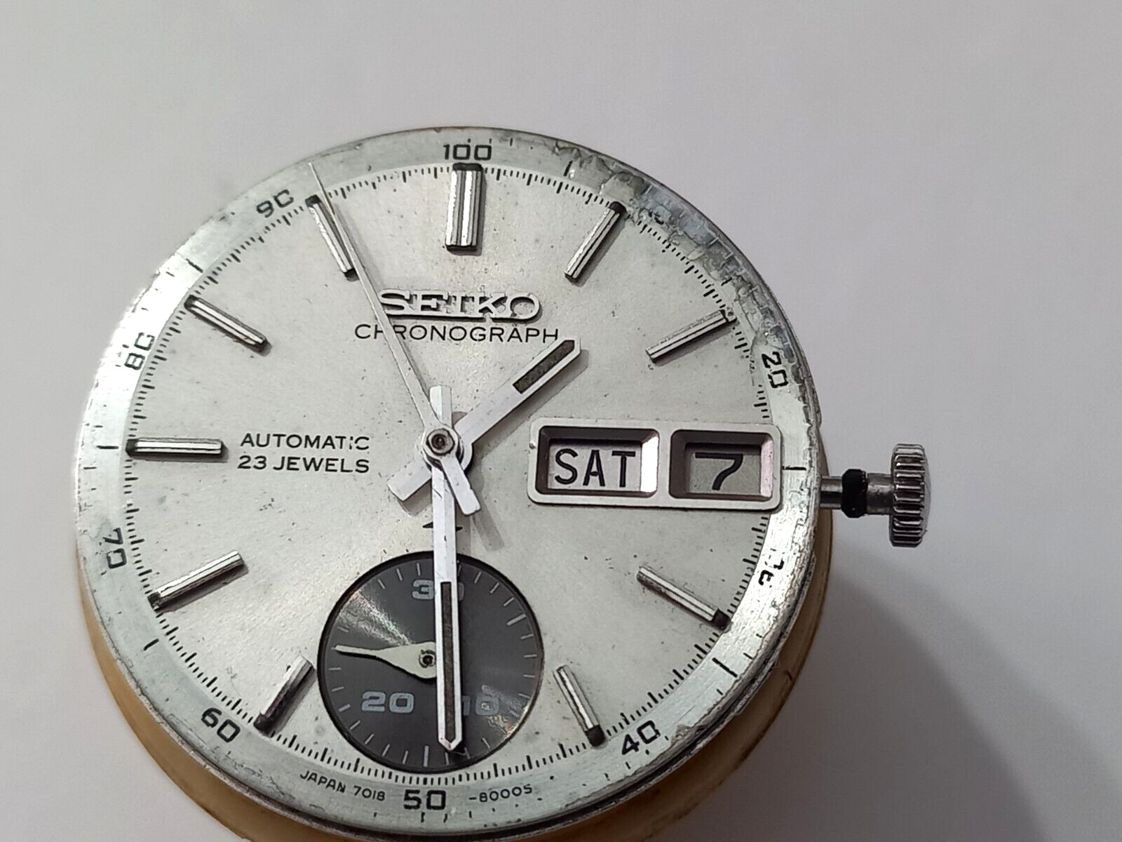 SEIKO 7018-8000 FLYBACK AUTOMATIC DIAL, HANDS & MOVEMENT 4 PARTS OR RESTORATION