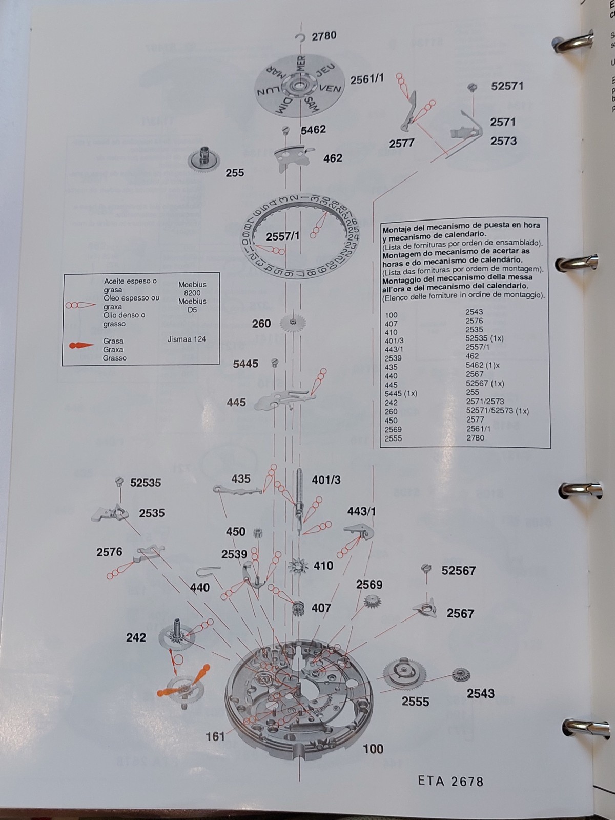 ETA 2658●2678 spare parts, new of stock