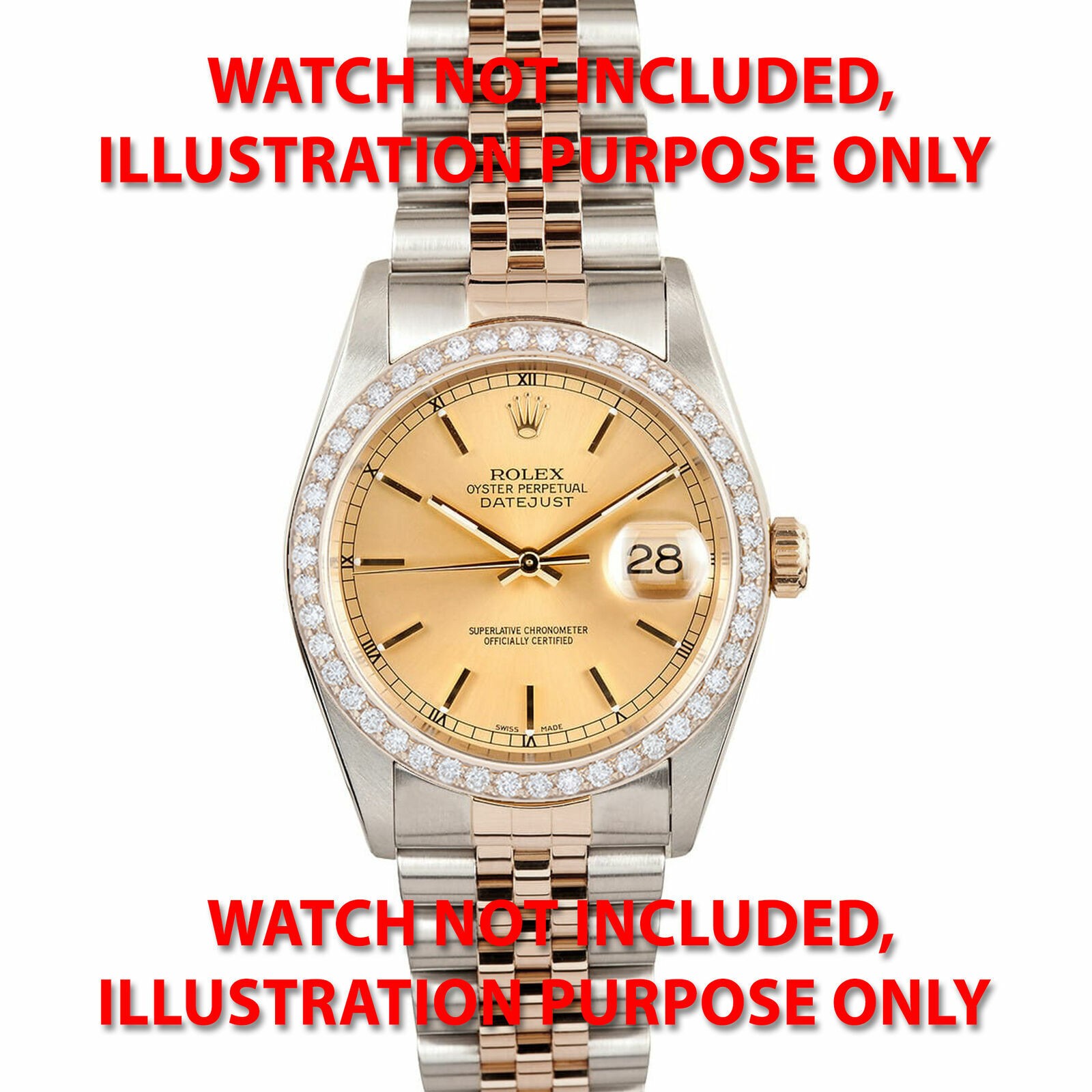 1.50CT NATURAL DIAMOND BEZEL FOR 36MM ROLEX PRESIDENT DAY DATE EVEROSE 128235, 1