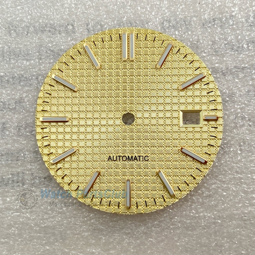 31.8mm Grid Green Luminous Calendar Watch Dial Fit NH35 NH36 Movement