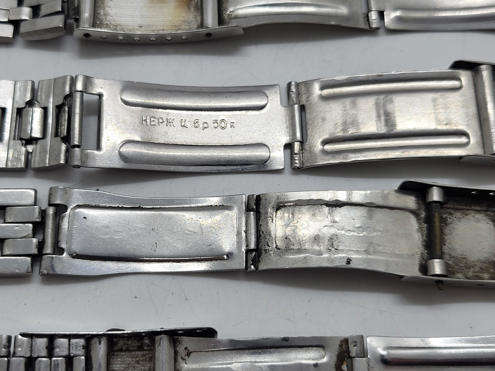 Vintage stainless steel bracelets USSR wristwatches different for spare parts