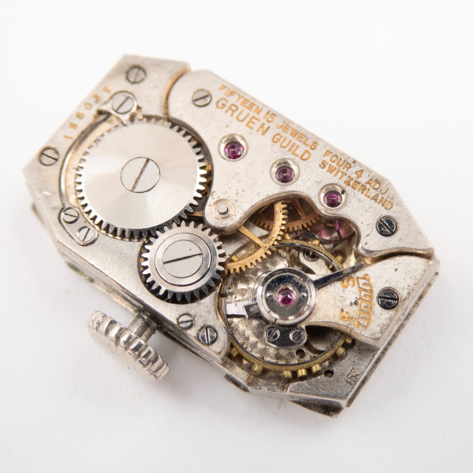 Vintage Gruen Caliber 153 15-Jewel Wristwatch Movement, Runs