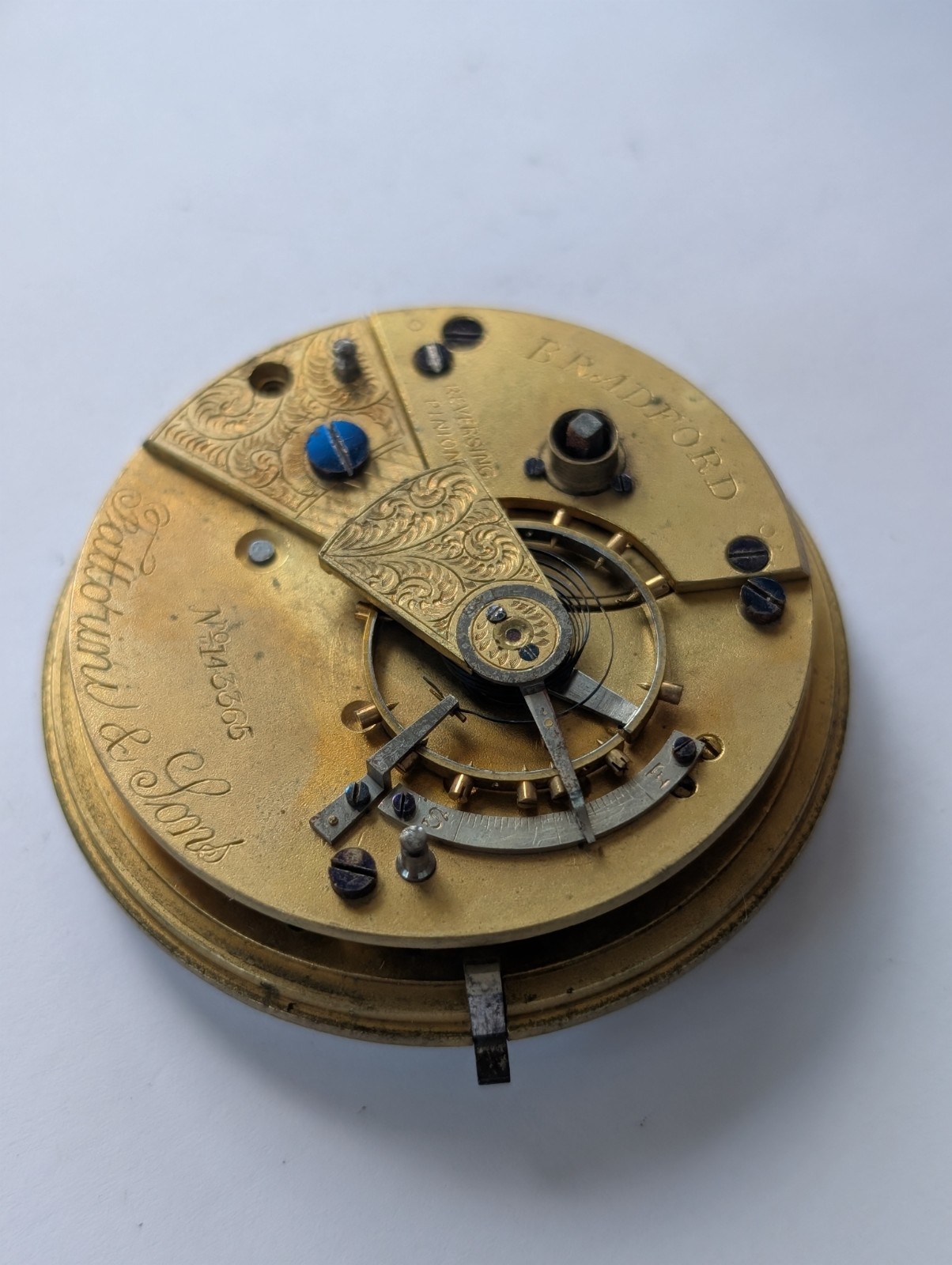 Vintage Fattorini & Sons Key Wind 46.36mm Pocket Watch Movement (Spares/Repairs)