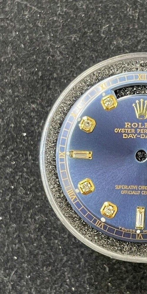 Custom Navy Blue Baguette Diamond Dial for President NonQuick Vintage 1803