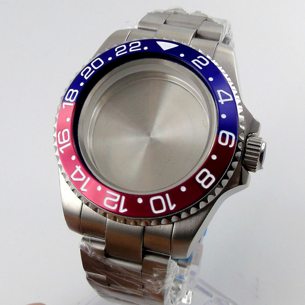 40MM Fit NH35 NH34A Automatic Watch Case Oyster Bracelet Flat Sapphire Crystal