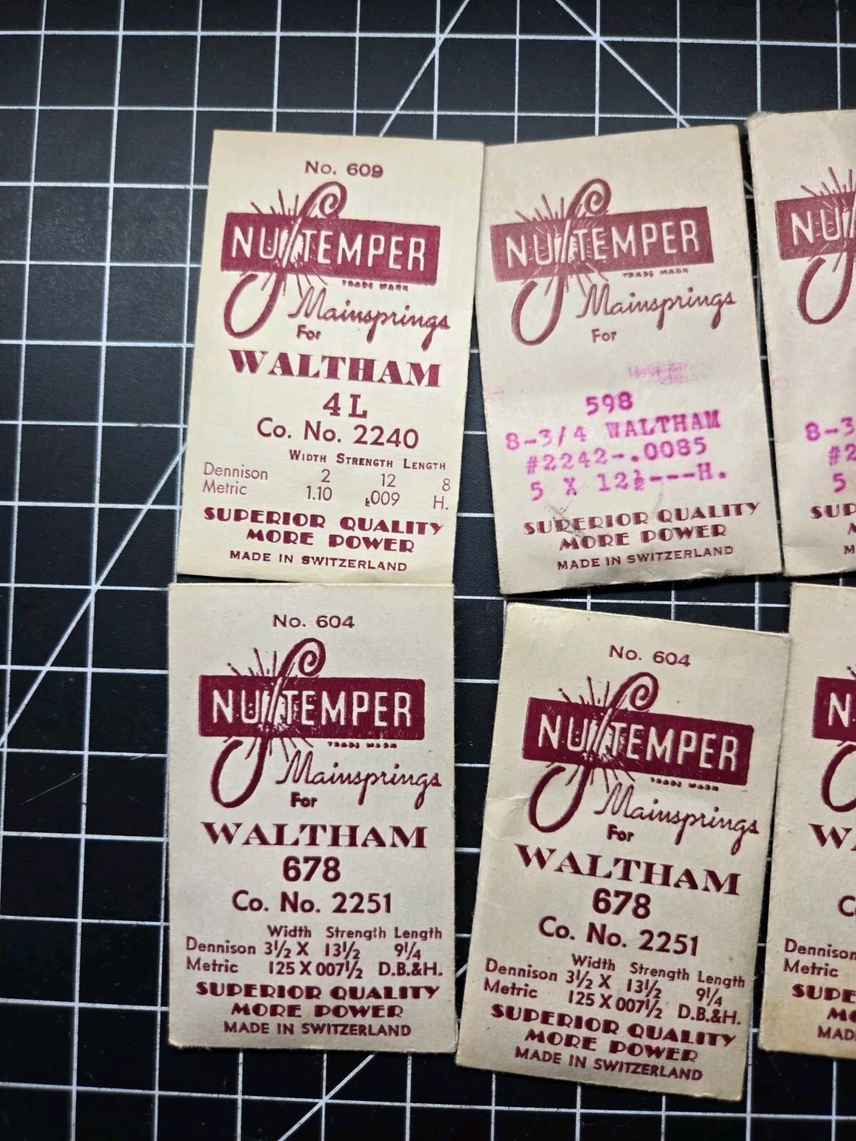 waltham pocket watch mainspring lot 2240 4l 598 2242 678 2252 vintage parts