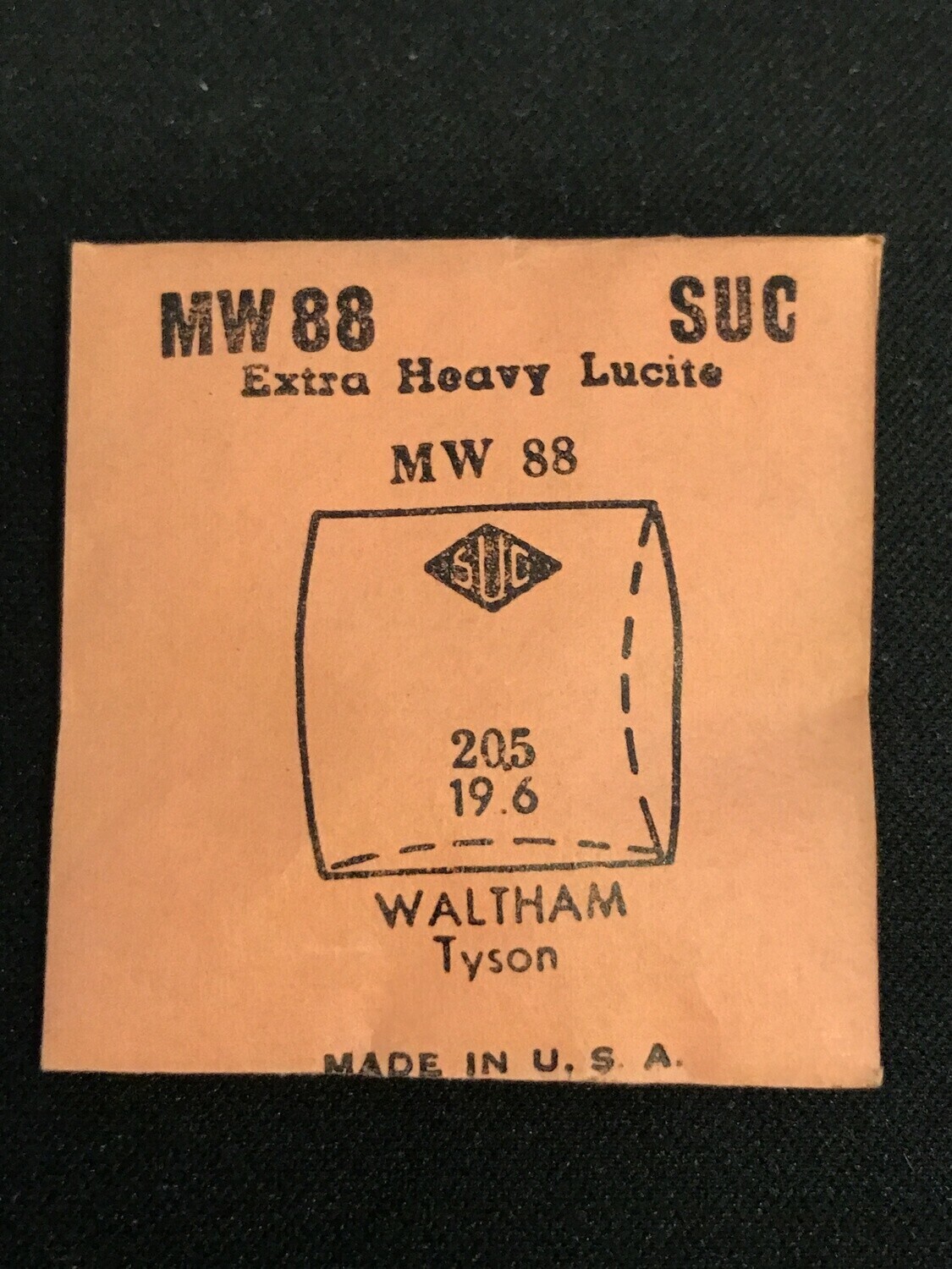 SUC Lucite Crystal MW 88 for WALTHAM Tyson – 20.5 x 19.6mm – New