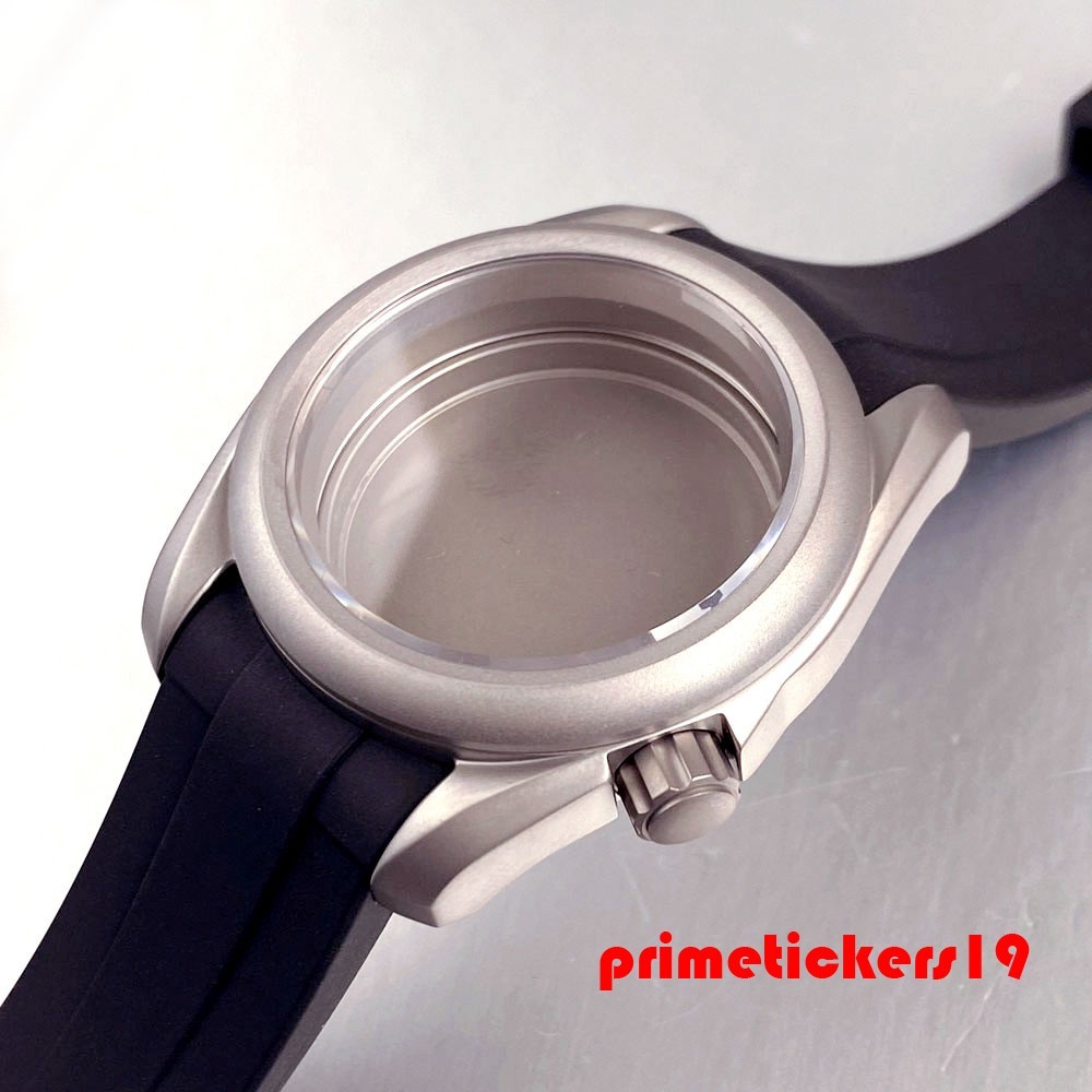 Steel/Titanium 40mm Watch Case+Silicone Band Sapphire 3.8 Crown Fit NH35 PT5000