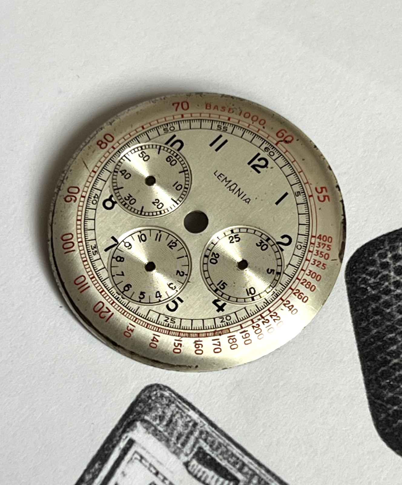 Lemania dial chronograph CH27-C12 Omega 321 three register genuine vintage