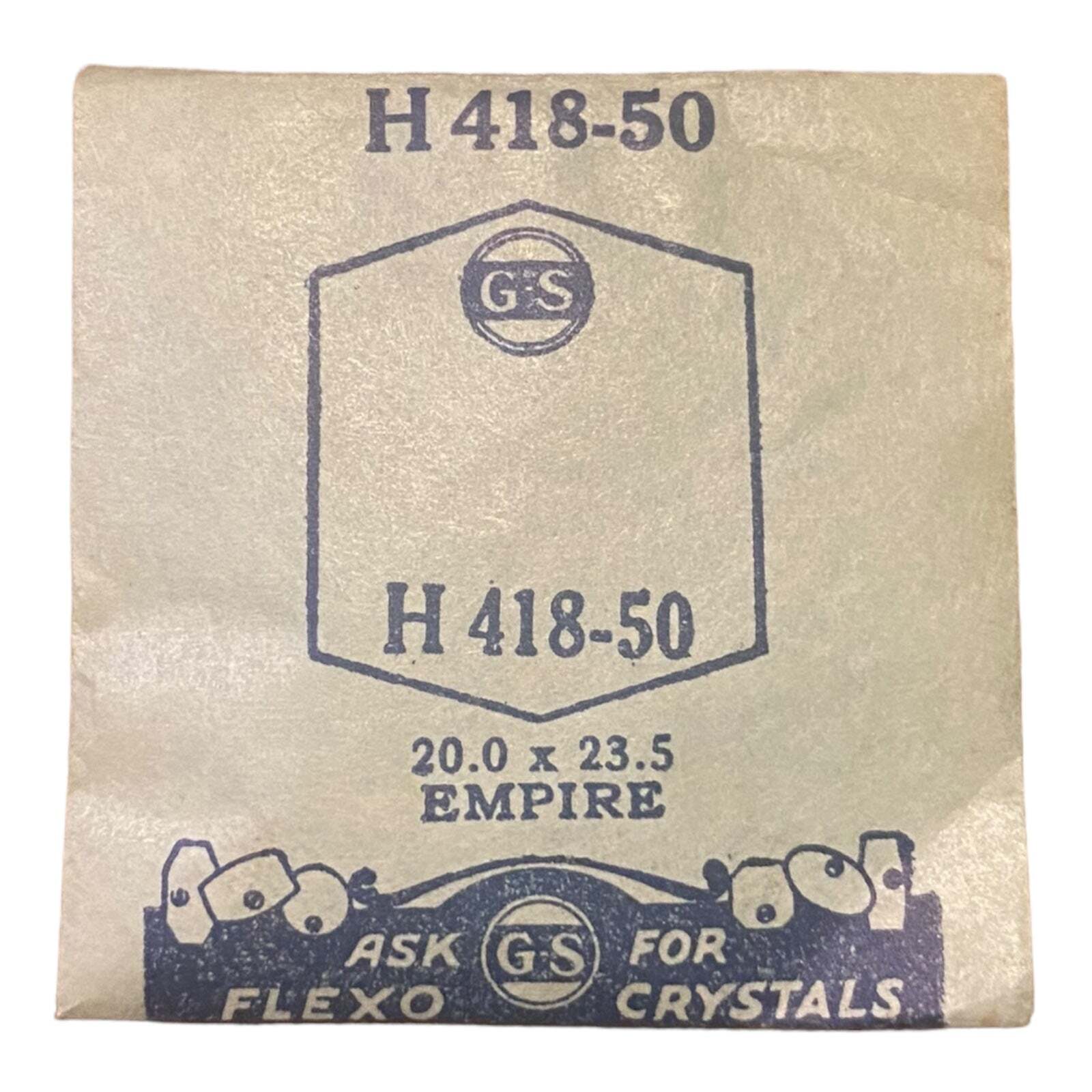 Germanow-Simon Mach (GS) H418-50 Watch Crystal 20.0×23.5 NOS Part Flexo Empire