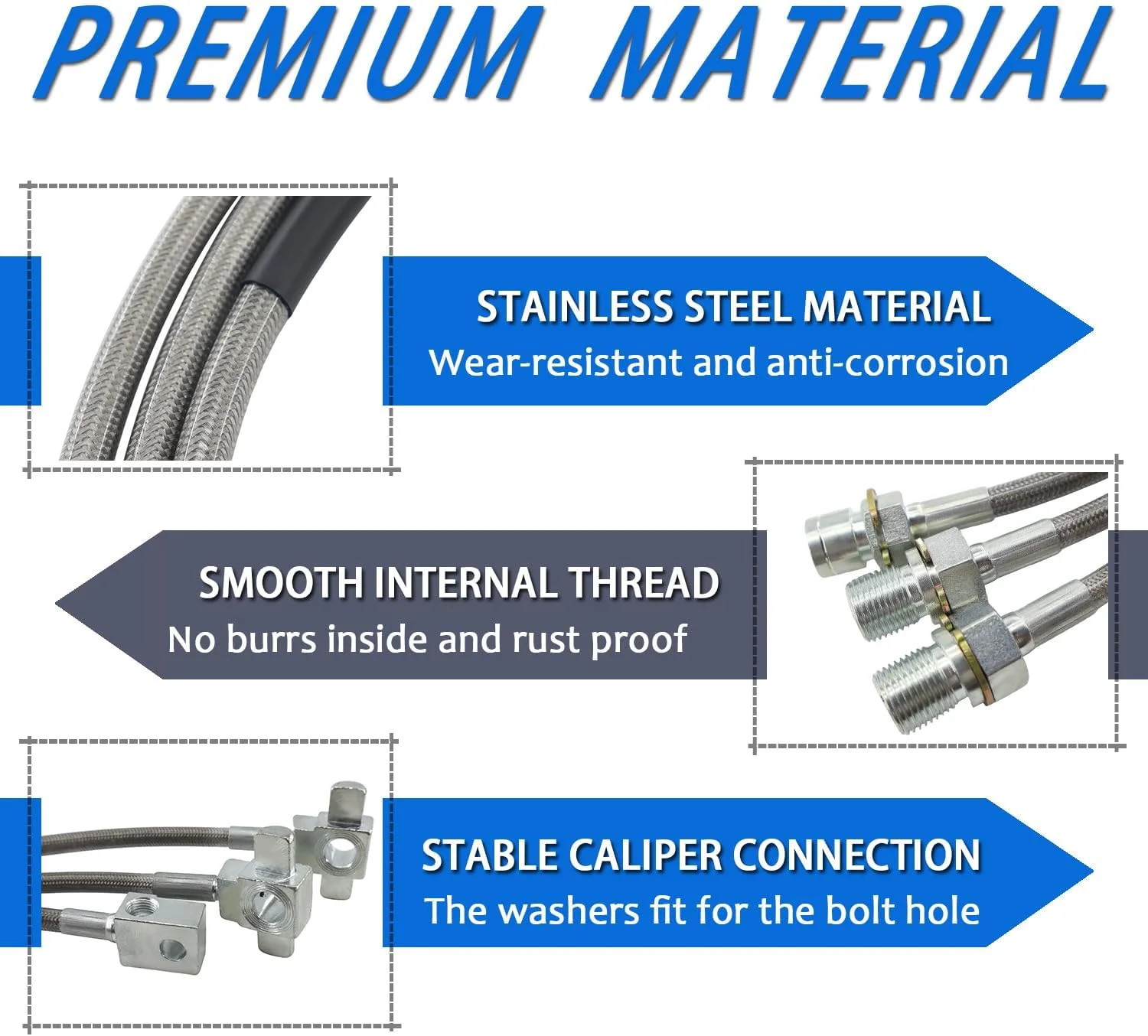 3PCS Stainless Steel Brake Lines Set Fits Chevy GMC C K Truck 4-6 Lift Durable