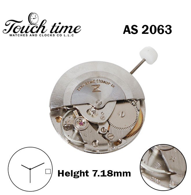 Edox AS 2063 Swiss Automatic Movement-21 Jewels-Date Disk At 3-3 Hands-H:7.18mm.