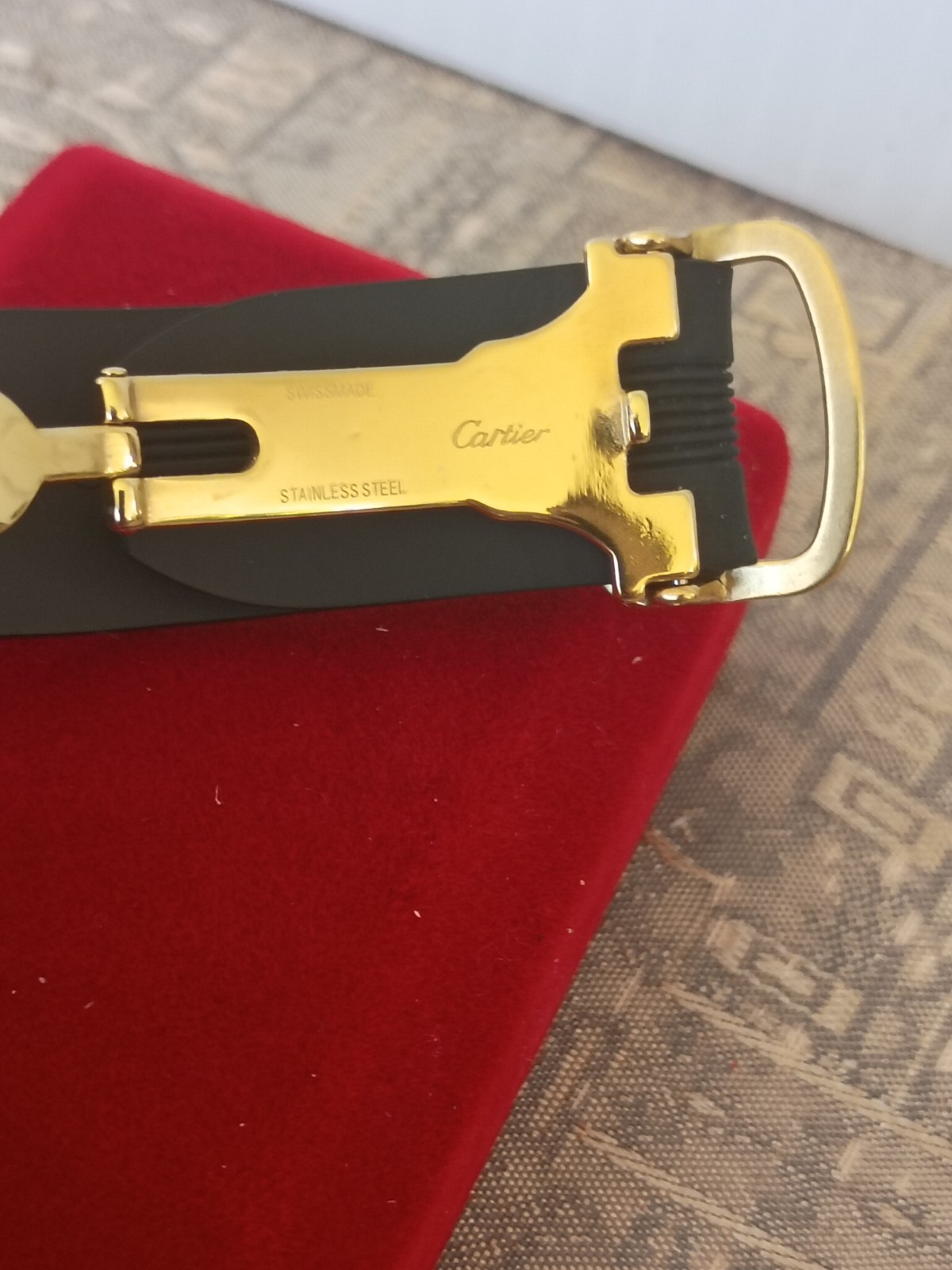 💥Original CARTIER Deployment Buckle Gold Plated 19mm Roadster 2510 W/R Strap💥