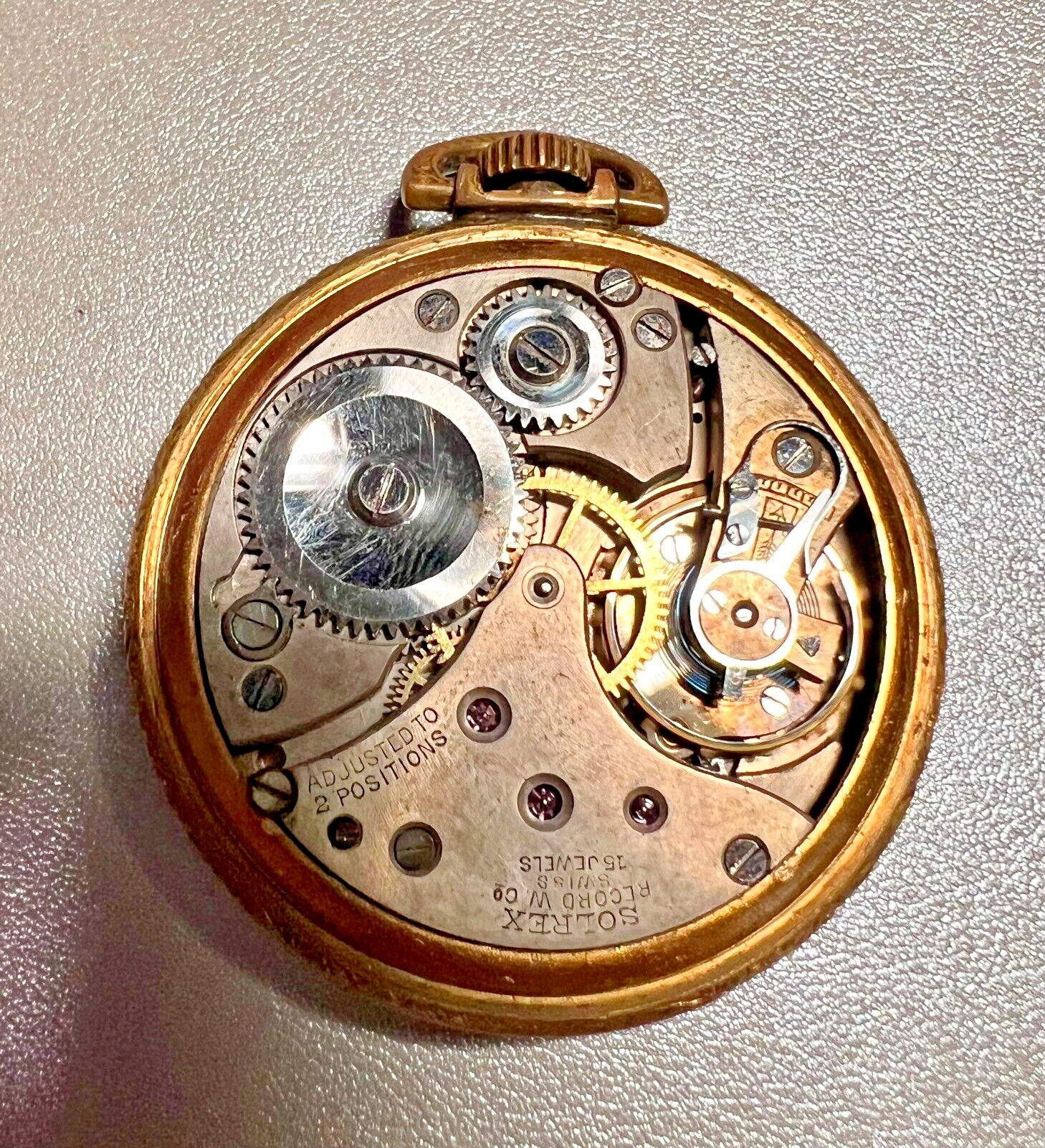 Rare Swiss Vintage SOLREX 15J Pocket Watch Swiss Movement Record W.Co.