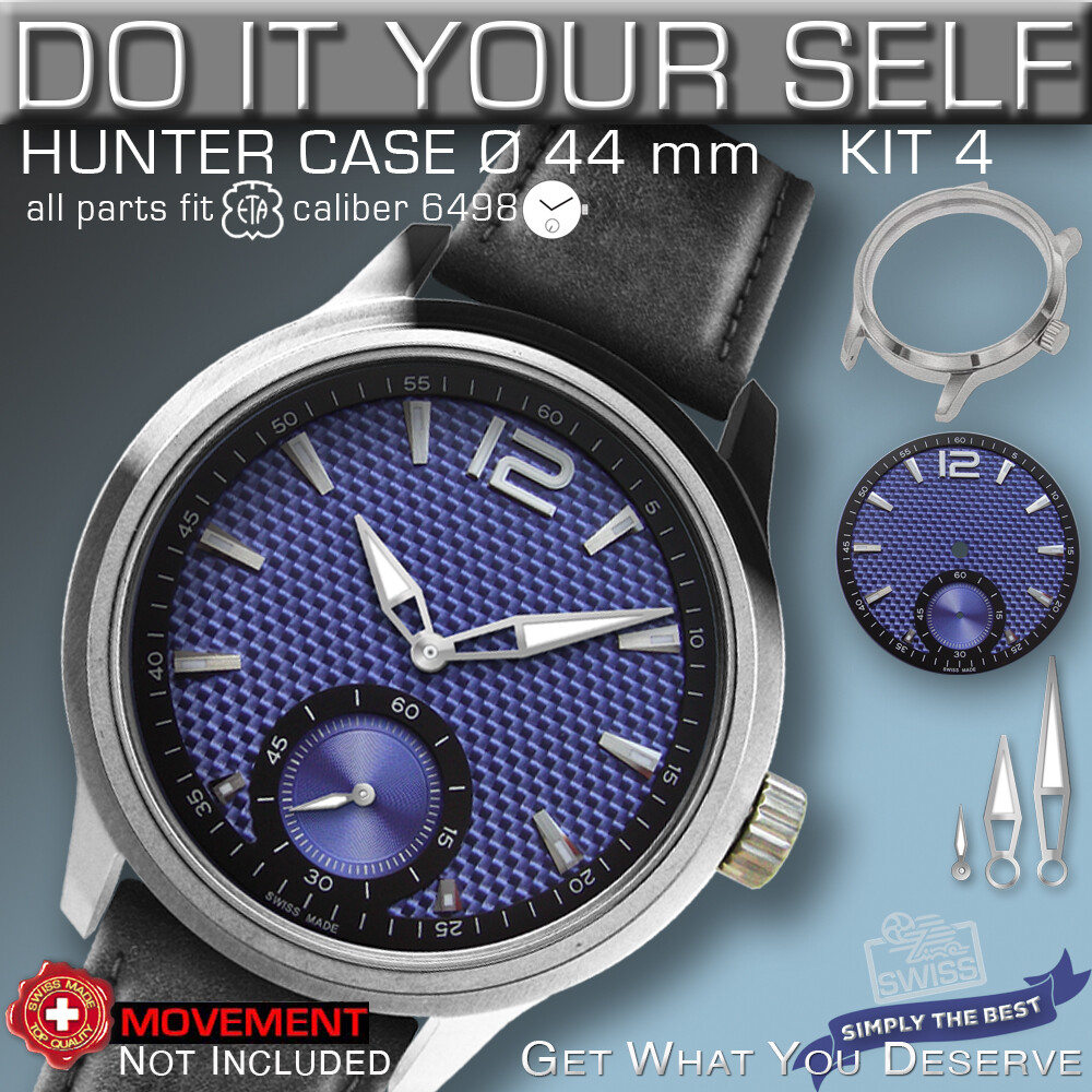 DO IT YOURSELF KIT 4: HUNTER CASE 44MM, DIAL, HANDS, for MOVEMENT ETA 6498-1