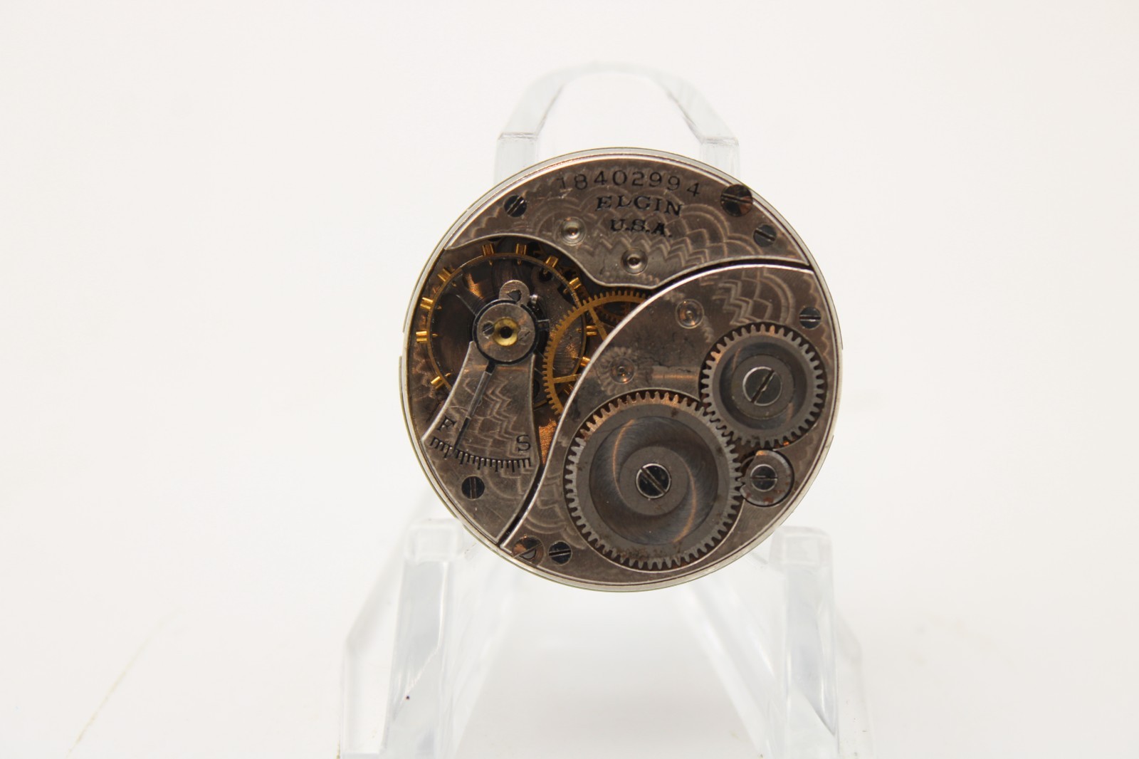 1915 ELGIN POCKET WATCH MOVEMENT 18402994 GRADE 320 0s 7j (FC2)