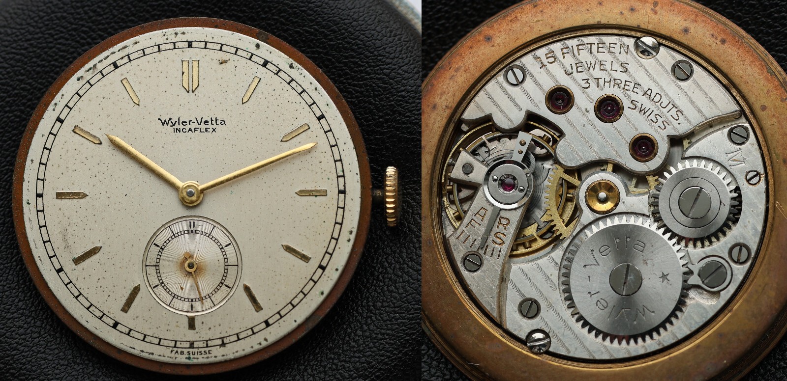 1950s WYLER-VETTA Incaflex M Swiss Men Wristwatch MOVEMENT + DIAL Manual – TICKS