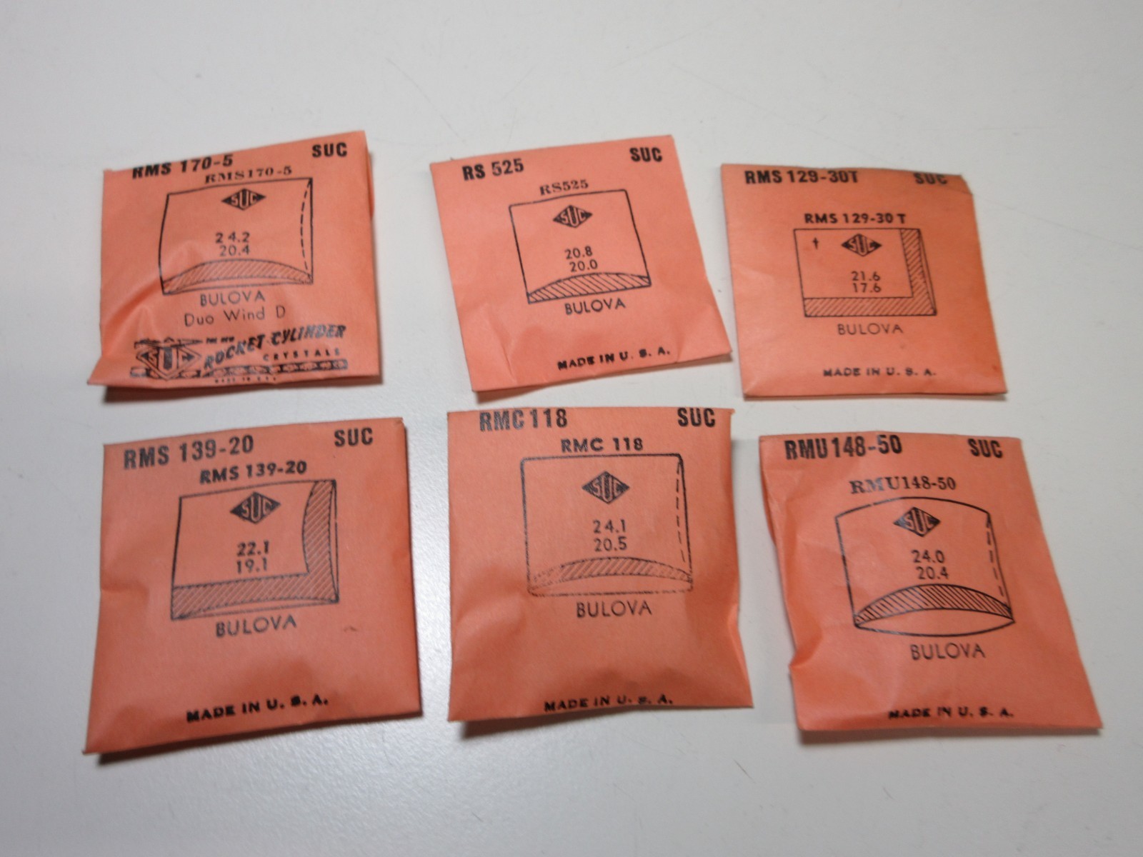 LOT OF SUC MENS FOR BULOVA WATCH CRYSTALS WATCHMAKER REPLACEMENT PARTS #23
