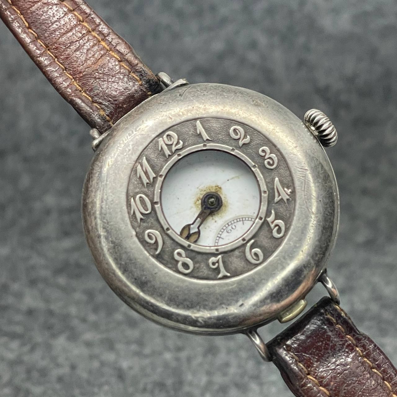 RARE 0.925 SILVER HALF HUNTER BUTTON CASE SWISS WATCH X REPAIR/PARTS FROM 1920