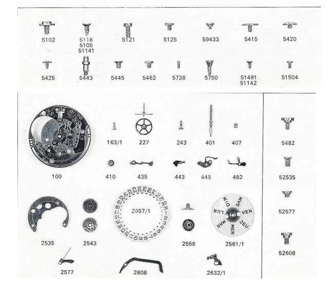 Favre Leuba 1149/1162/1164 Watch Parts Genuine New Drop Down List