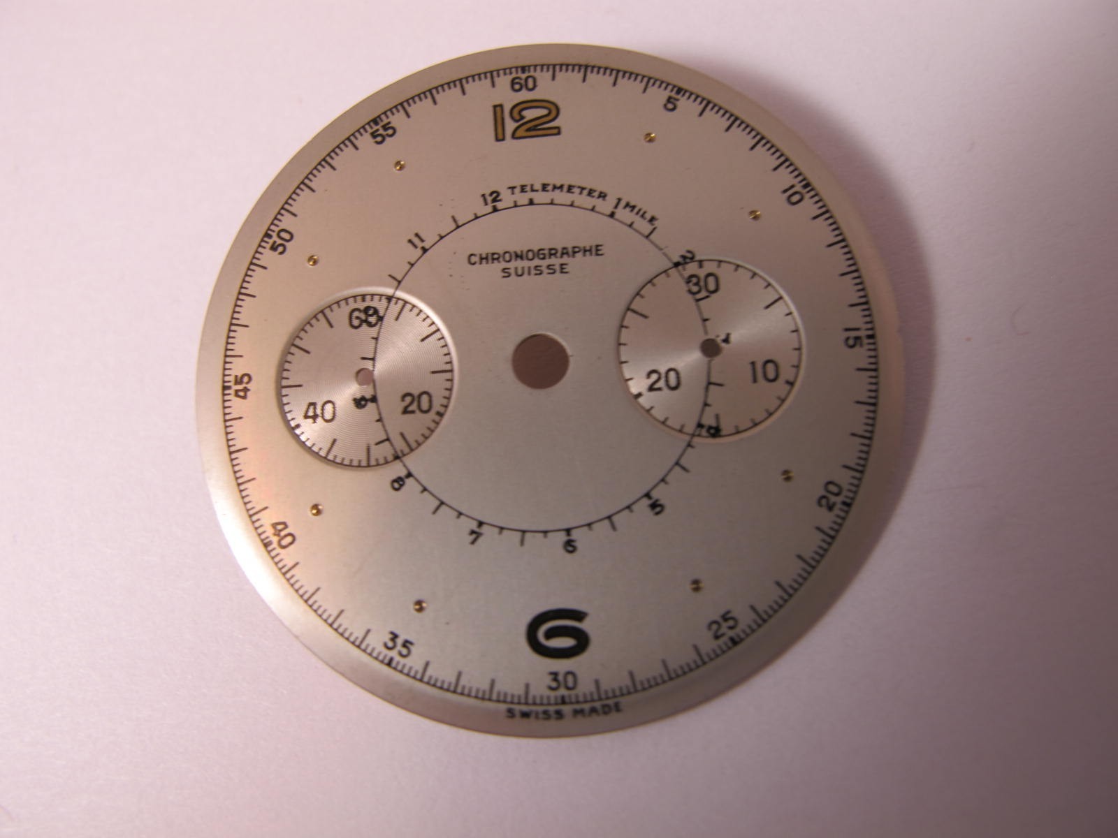CHRONOGRAPH SUISSE MENS TELEMETRE VINTAGE OLD STOCK LANDERON WATCH DIAL