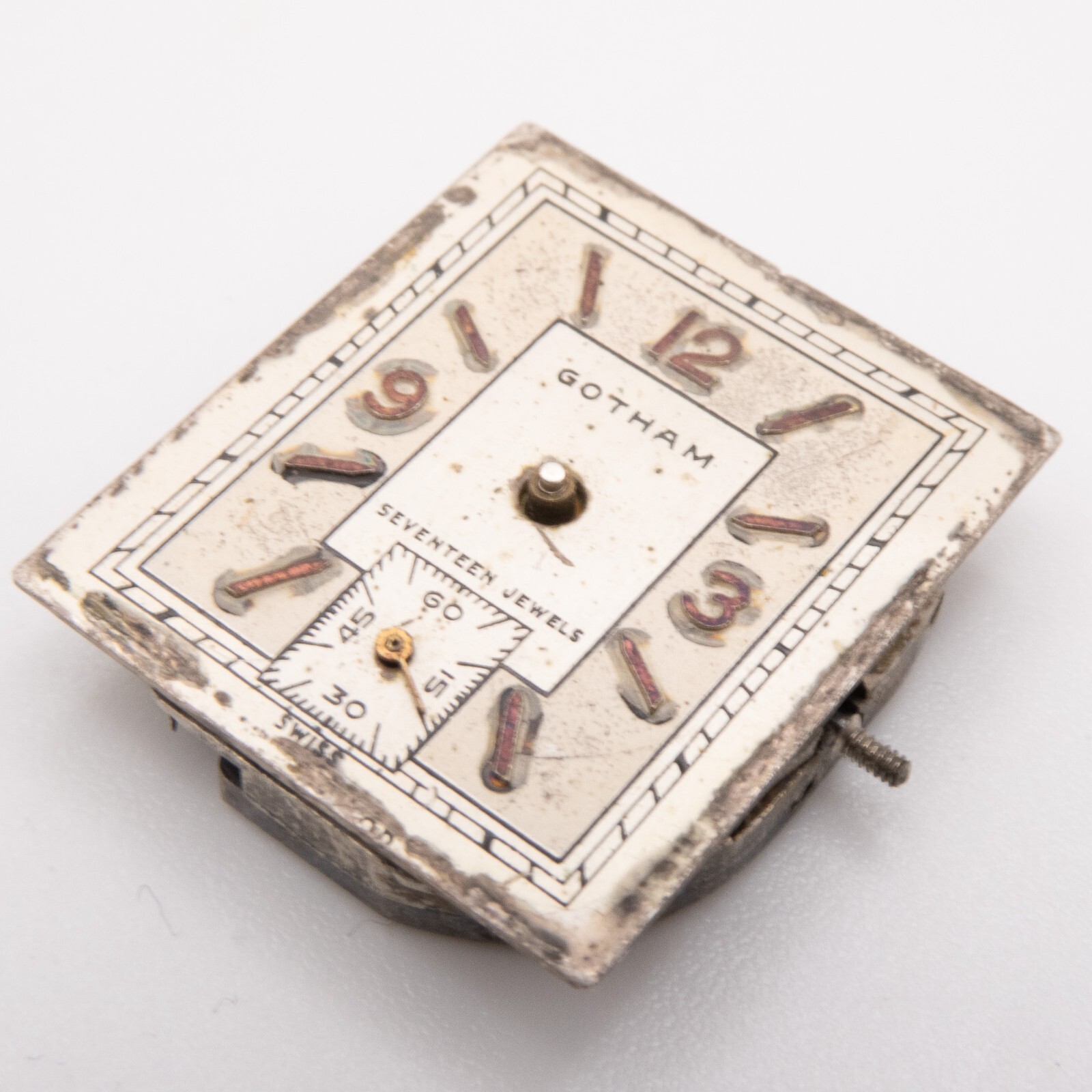 Vintage Gotham 20.8 x 18.5 x 5.1 mm 17-Jewel Wristwatch Movement, Runs
